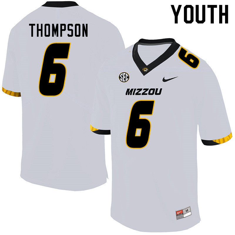 Youth #6 Khmari Thompson Missouri Tigers College Football Jerseys Sale-White